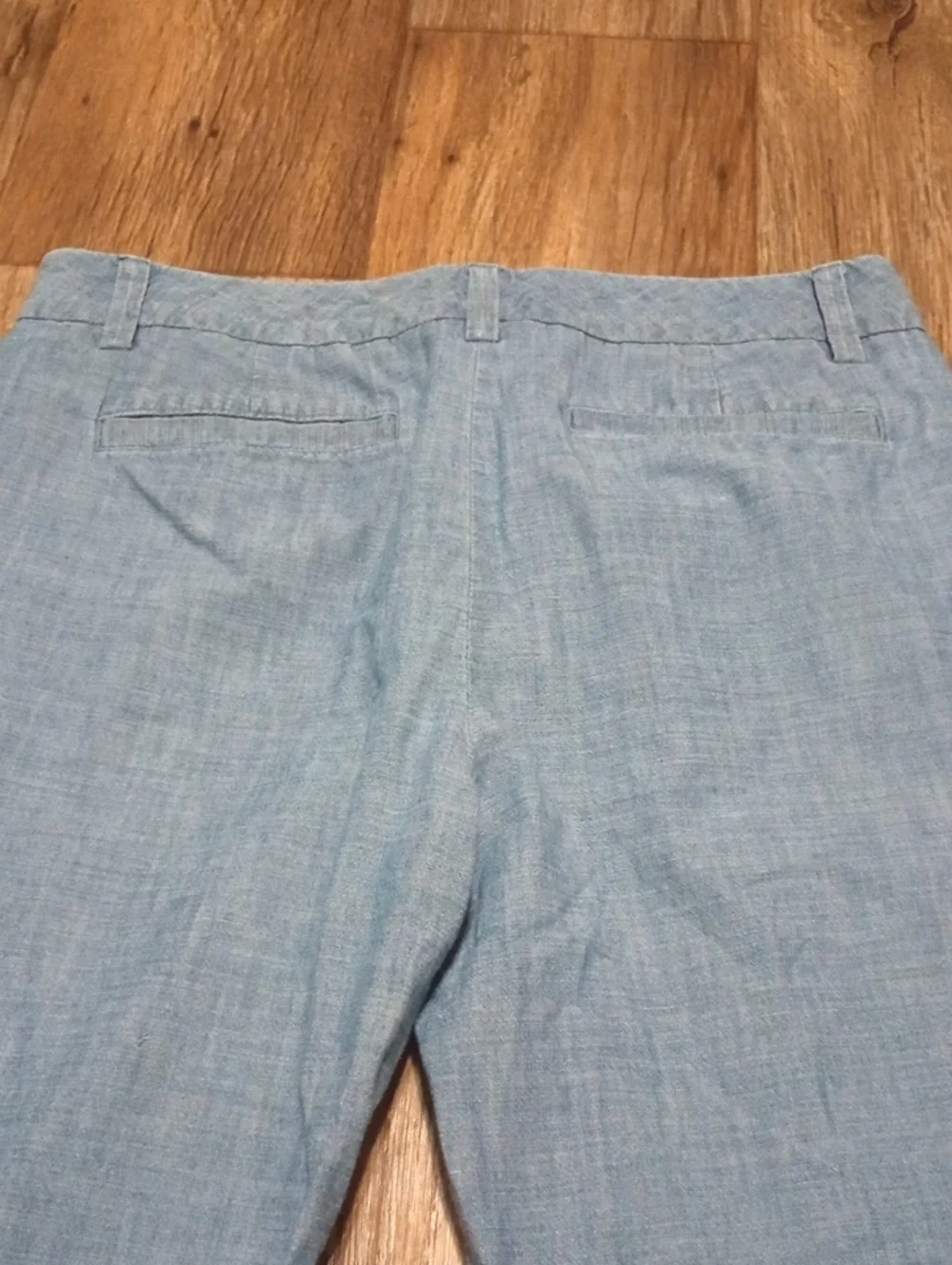 Womens Lands End Light Blue Chambray - Capri Pants Straight Fit Smart Casual